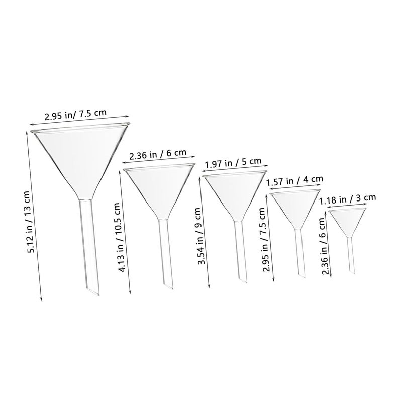 5pcs Clear Glass Laboratory Funnels Temperature Resistant for Precise Liquid Transfer - Image 2